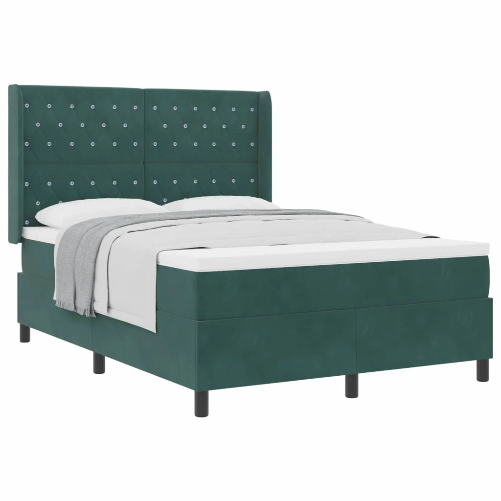 Letto a molle con materasso Verde Scuro 140 x 190 cm Velluto 3341951