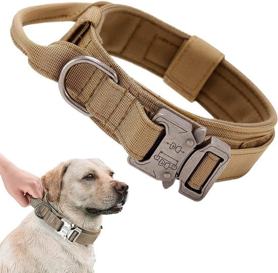 Cinturone Tattico per Cani Adattabile con Maniglia e Cinghia di Nylon Spesso per Addestramento e Caccia con Grilletto Metallico - Taglia L, adatto per Cani di Taglia Media e Grande