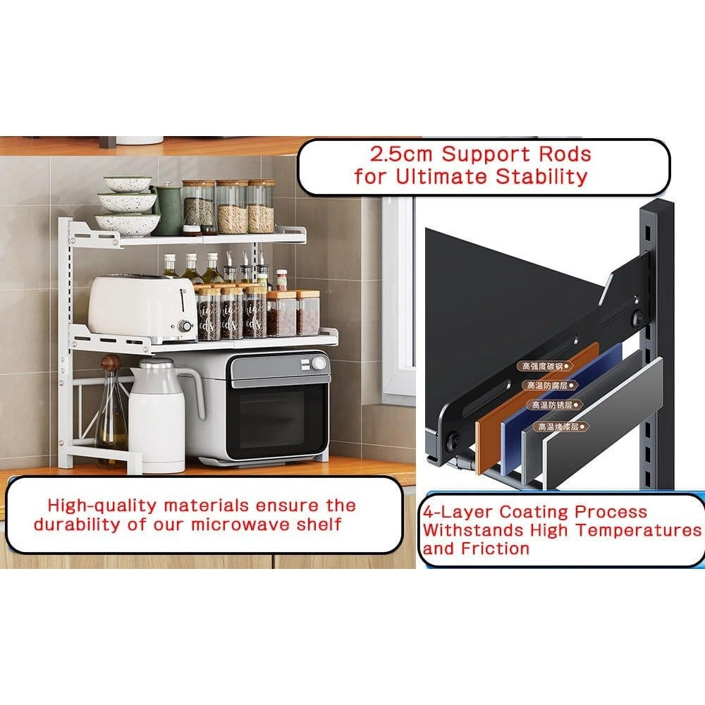 Trade Shop - Mensola Espandibile Per Forno A Microonde Scaffale Cucina Organizzatore Tavolo Regolabile -