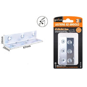 Trade Shop - Set 4 Pz Lastrine Lastrina Ad Angolo Angolare 67x20x20x1.2mm Viti Mobili 57129 -