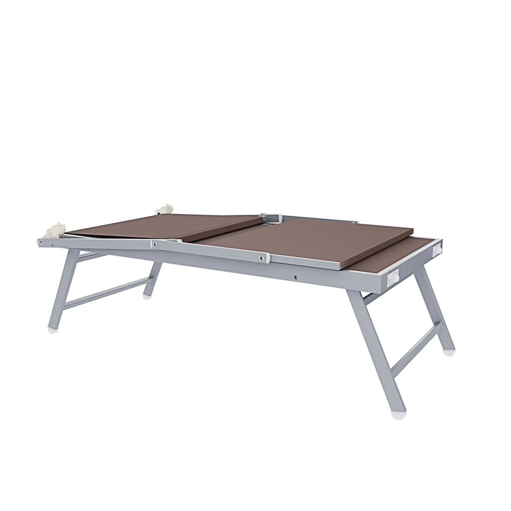 Lettino Sdraio Prendisole Professionale Richiudibile In Alluminio E Textilene con Tettino Parasole Orientabile Lettino Relax Mare Spiaggia Piscina Giardino Solarium 182 x 60 x 38 Cm Tortora
