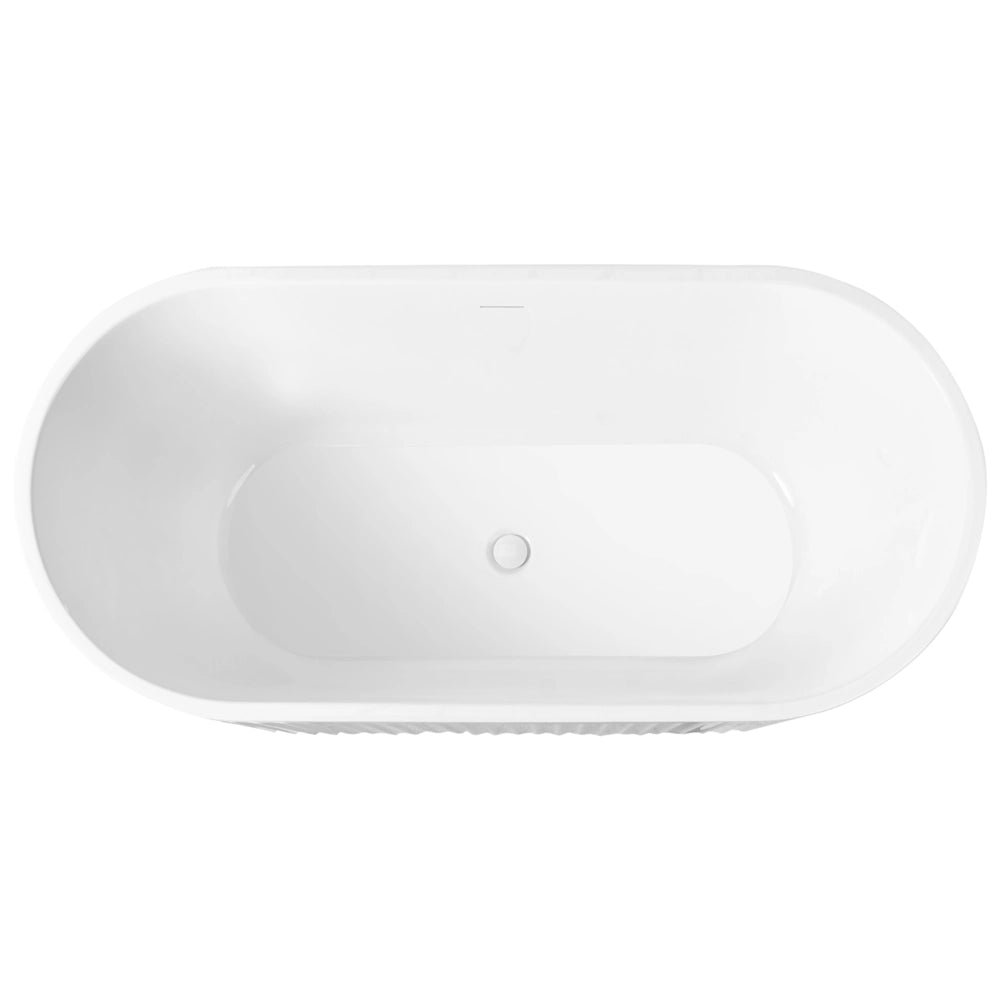 Vasca da bagno ovale moderna indipendente 170 x 80 cm Acrilico Finitura scanalata Bagno Bianco opaco