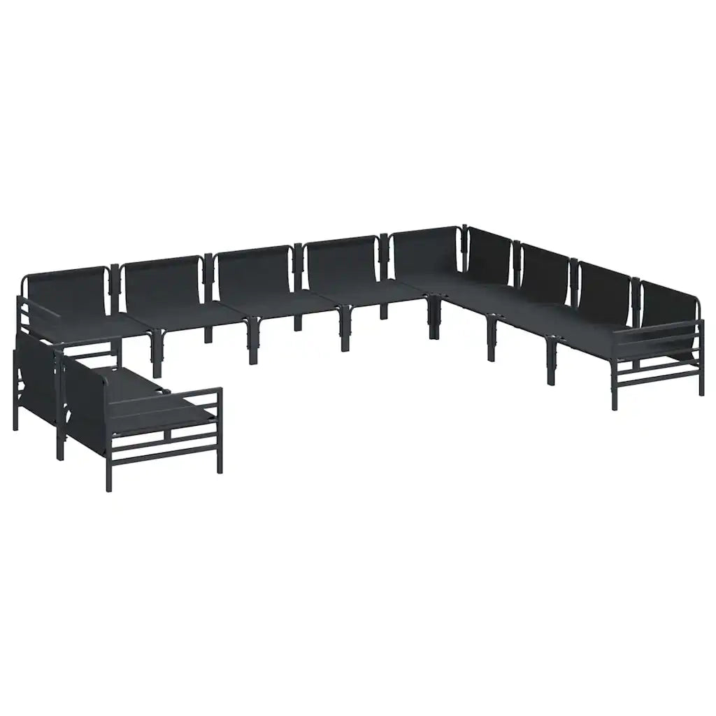 Set Divano da Giardino con cuscino 10 pcs Nero Acciaio 3379004