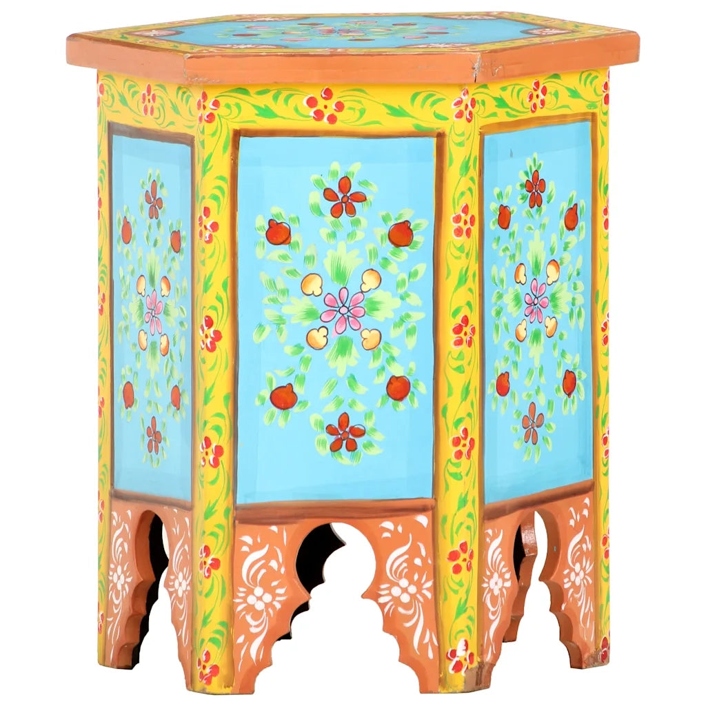 vidaXL Tavolino Dipinto a Mano Multicolore 38x33x42 cm Massello Mango