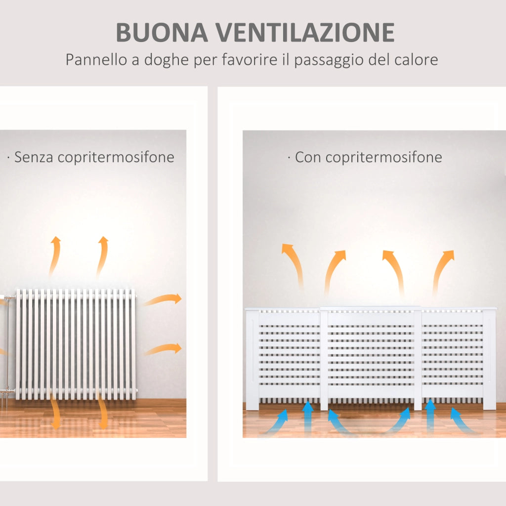 Mobile Copricalorifero Regolabile con Mensola ¨C zephmum ¨C Bianco 140-202x19x82.5cm