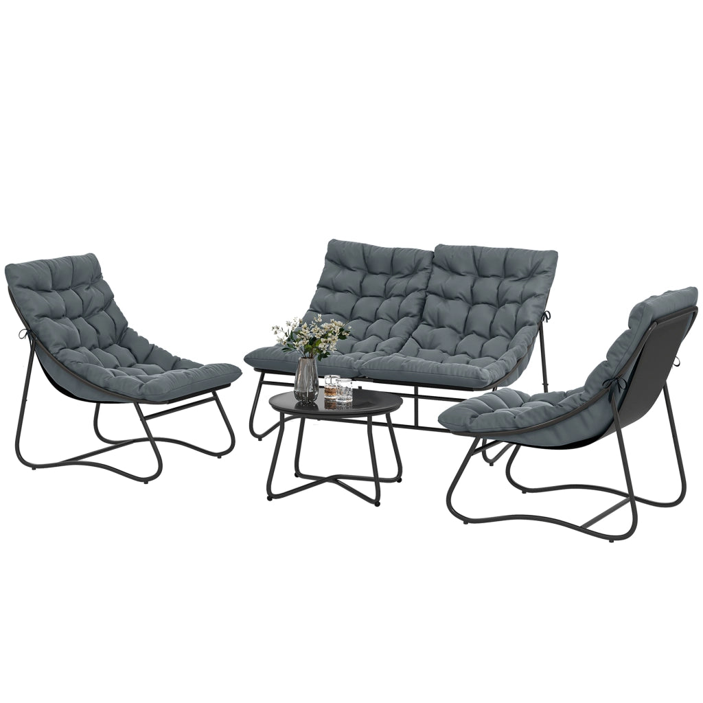 Set Giardino 4 Pezzi con Cuscini ¨C zephmum ¨C Grigio Acciaio Textilene