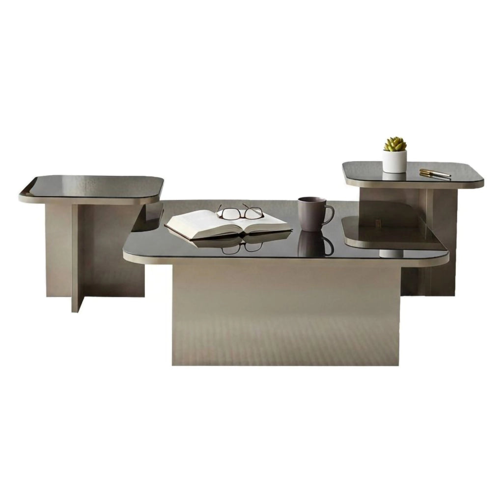 Tavolino da salotto Nuummite, Tavolo basso da caffè, Portariviste per divano, Ripiano da soggiorno, 80x80h40 cm, Tortora e Fumè