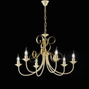 Lampadario Classico 6 Luci Ferro Battuto Avorio E Oro Serie Bandolo