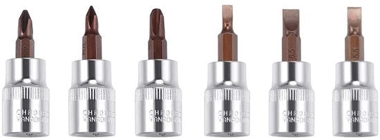 Set di chiavi a doppia testa Phillips - 6 pezzi - Acciaio S2 premium - 9,5 mm di accoppiamento - 48 mm di lunghezza