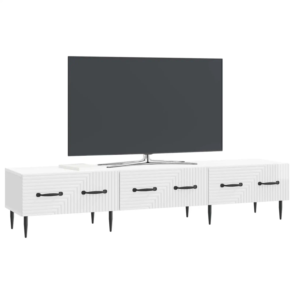 Mobile TV Bianco Lucido 147 x 34,5 x 30 cm Legno ingegnerizzato 894939