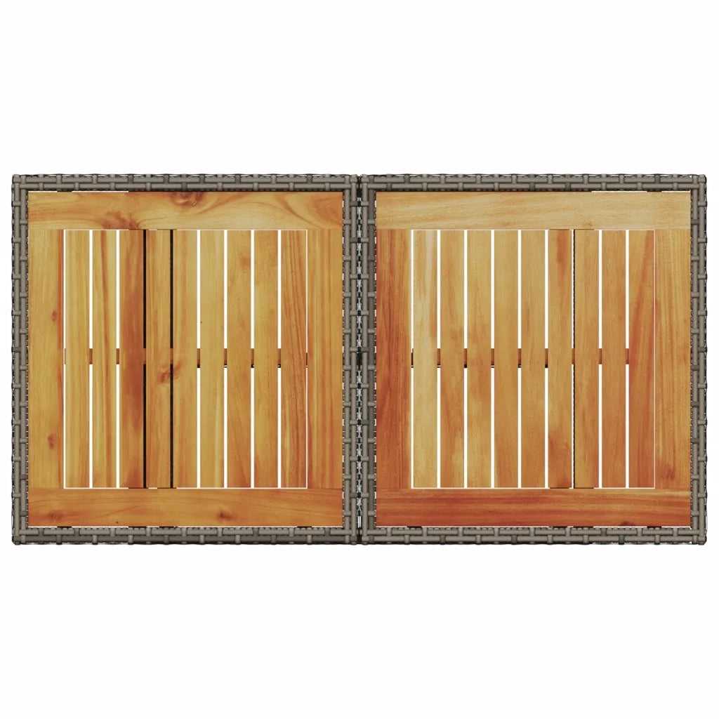 Tavolo Giardino | Tavolino da esterno Grigio 100x55x73 cm Polyrattan e Legno Acacia