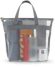 Tas da bagno portatile, sacchetto da doccia a rete con cerniera, borsa multifunzionale per il mare, sacchetto da doccia veloce asciugante pieghevole, sacchetto da doccia per palestra, doccia e mare (grigio)
