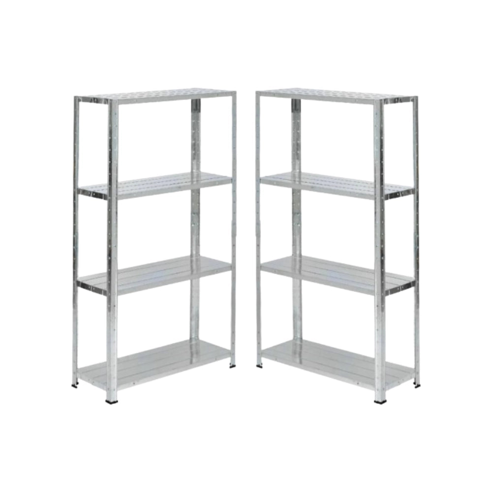 KIT 2 Scaffali in Metallo 4 Ripiani: 70X26X127cm - Portata totale 120kg (30KG a Ripiano)