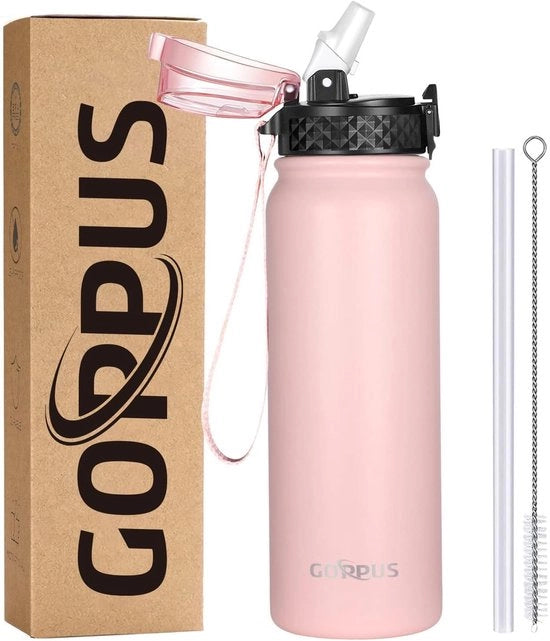 Ottima Bicchiere da 600ml/20oz in Acciaio Inossidabile con Beccuccio, Termos Bicchiere Sportivo, Bicchiere Sacco Impraticabile, Bicchiere da Acqua con Beccuccio, Termos Bicchiere, Bicchiere da Acqua con Beccuccio e Contenuto di Gas Reduttore
