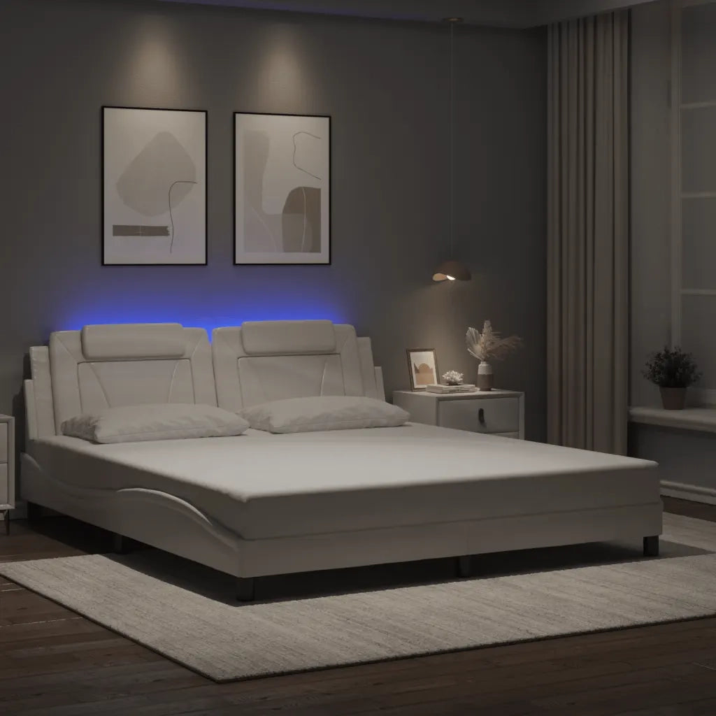 Giroletto Viana con LED senza Materasso Bianco 180x200 cm