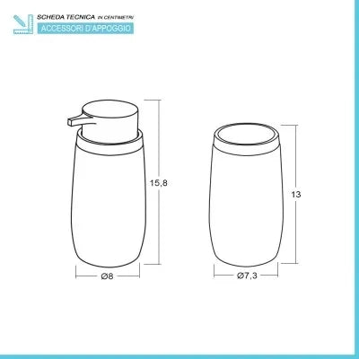 Set accessori bagno con dispenser e portaspazzolini bianco cannettato ed effetto legno Blob