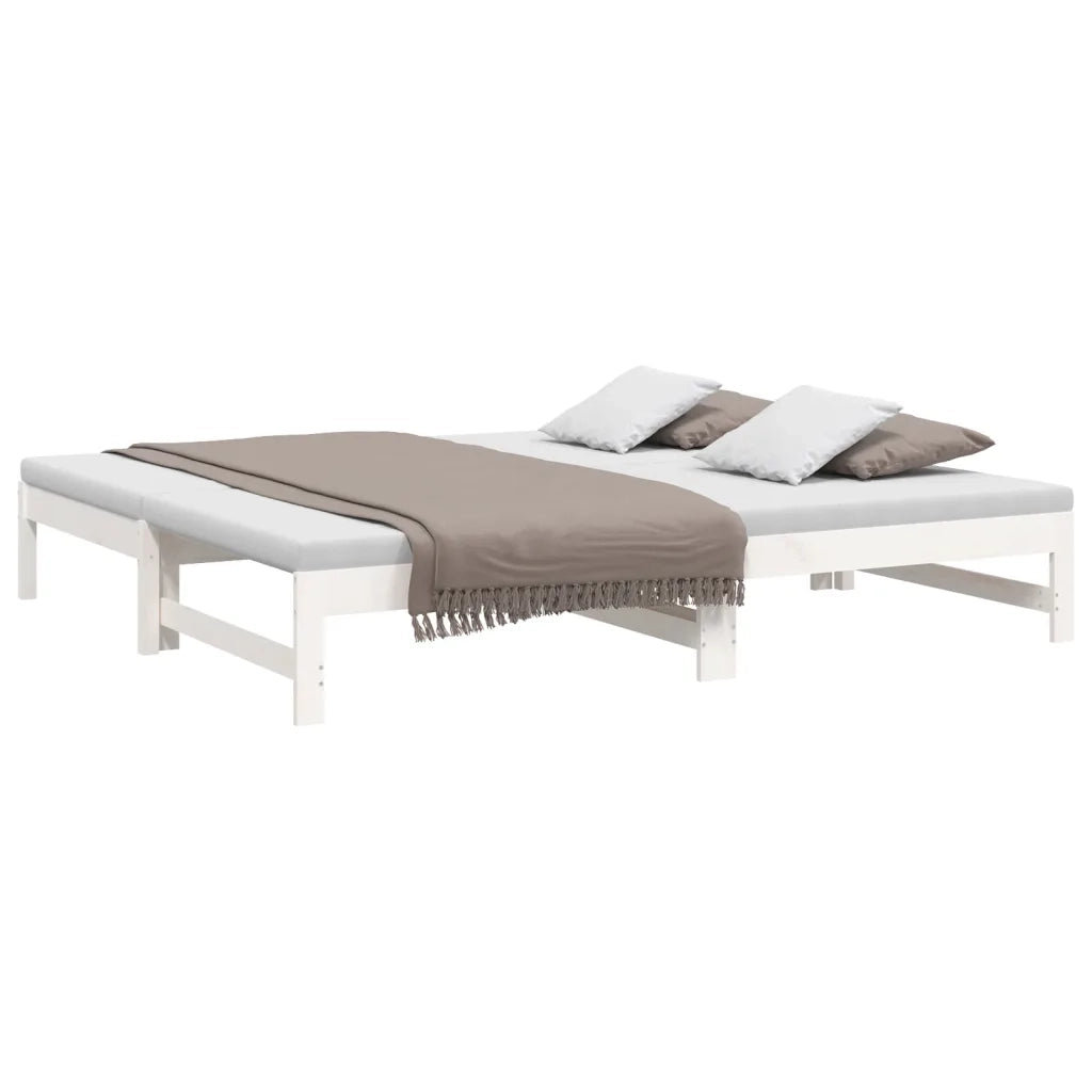 Dormeuse Estraibile Bianca 2x(75x190) cm Legno Massello di Pino