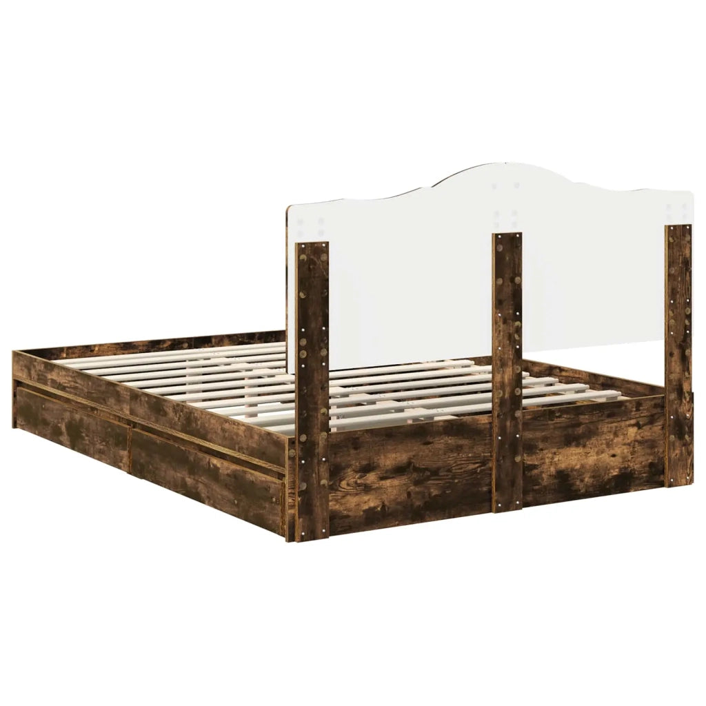 Letto con Contenitore con testiera Rovere fumé 160 x 200 cm