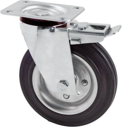 RUOTA INDUSTRIALE GIREVOLE IDEAL STAR C/FRENO 200 mm - portata 200 kg - IDEAL STAR