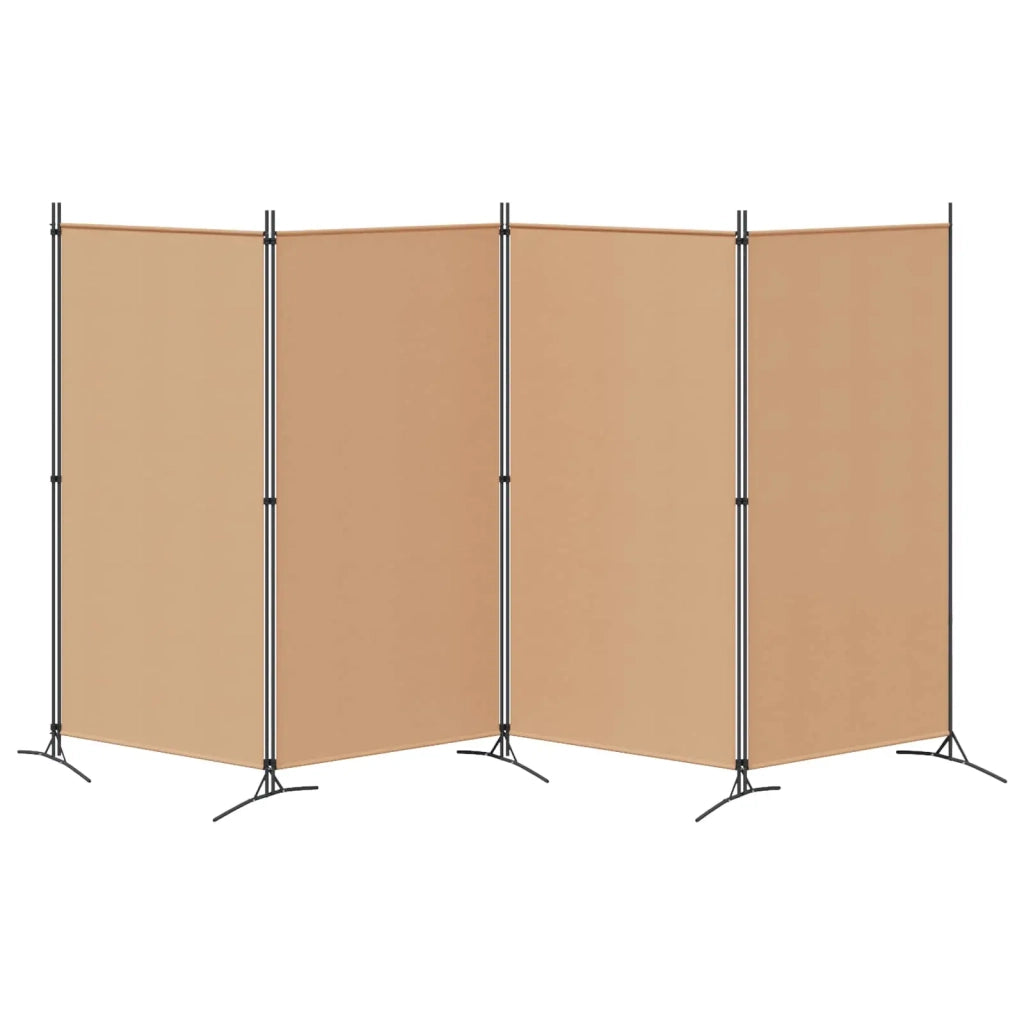 Divisorio Ambienti | Divider per stanze | Paravento a 4 Pannelli Beige 346 x 180 cm Tessuto