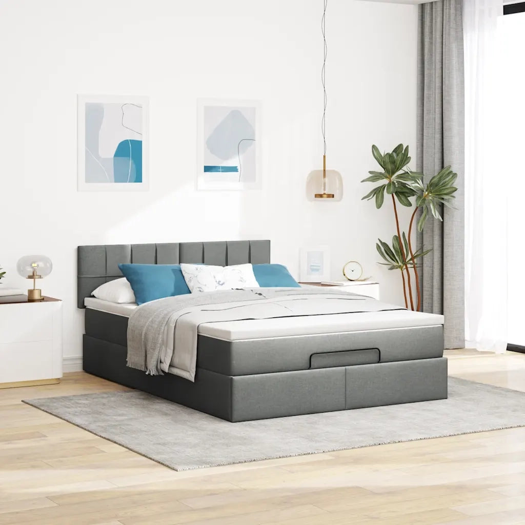 Pouf Letto con Materasso Grigio Scuro 140x190 cm in Tessuto 3311457