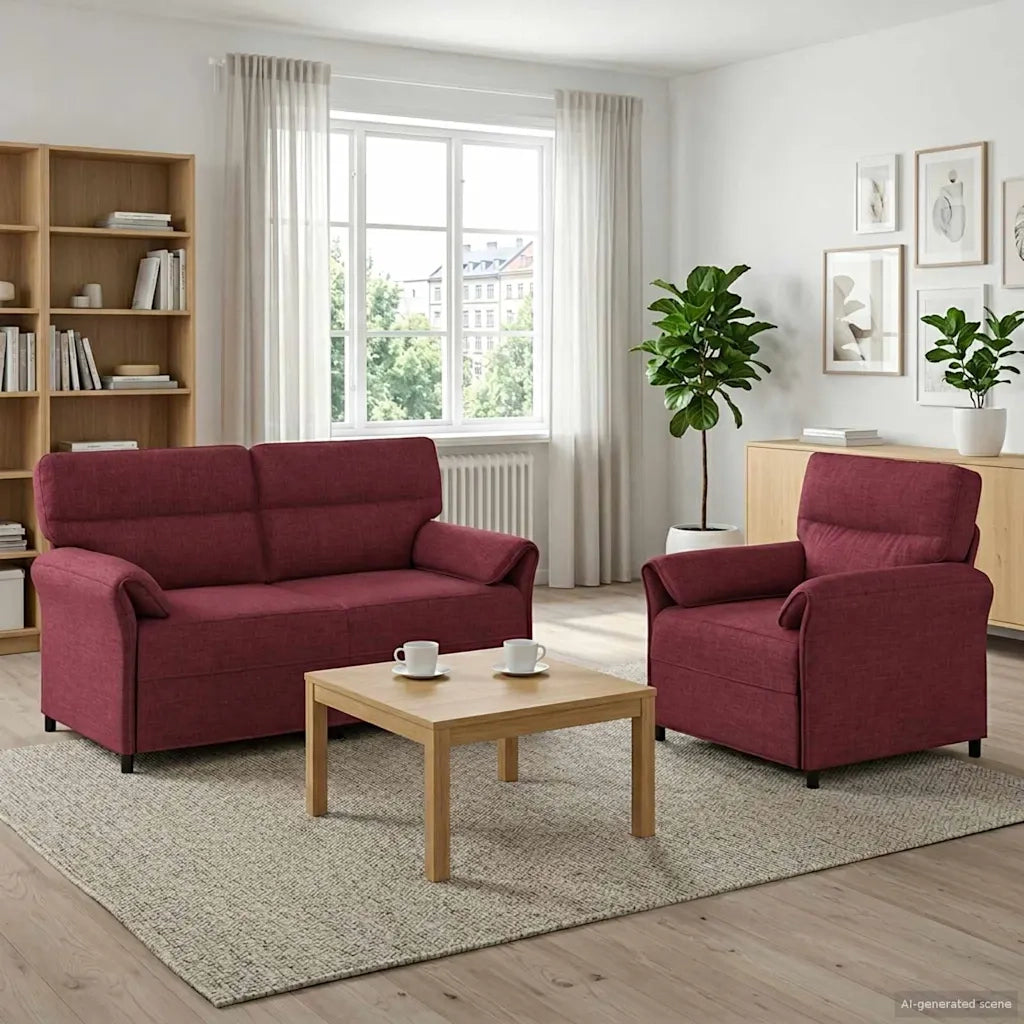 Set di divani 2 pz Rosso Vino Tessuto 3424860
