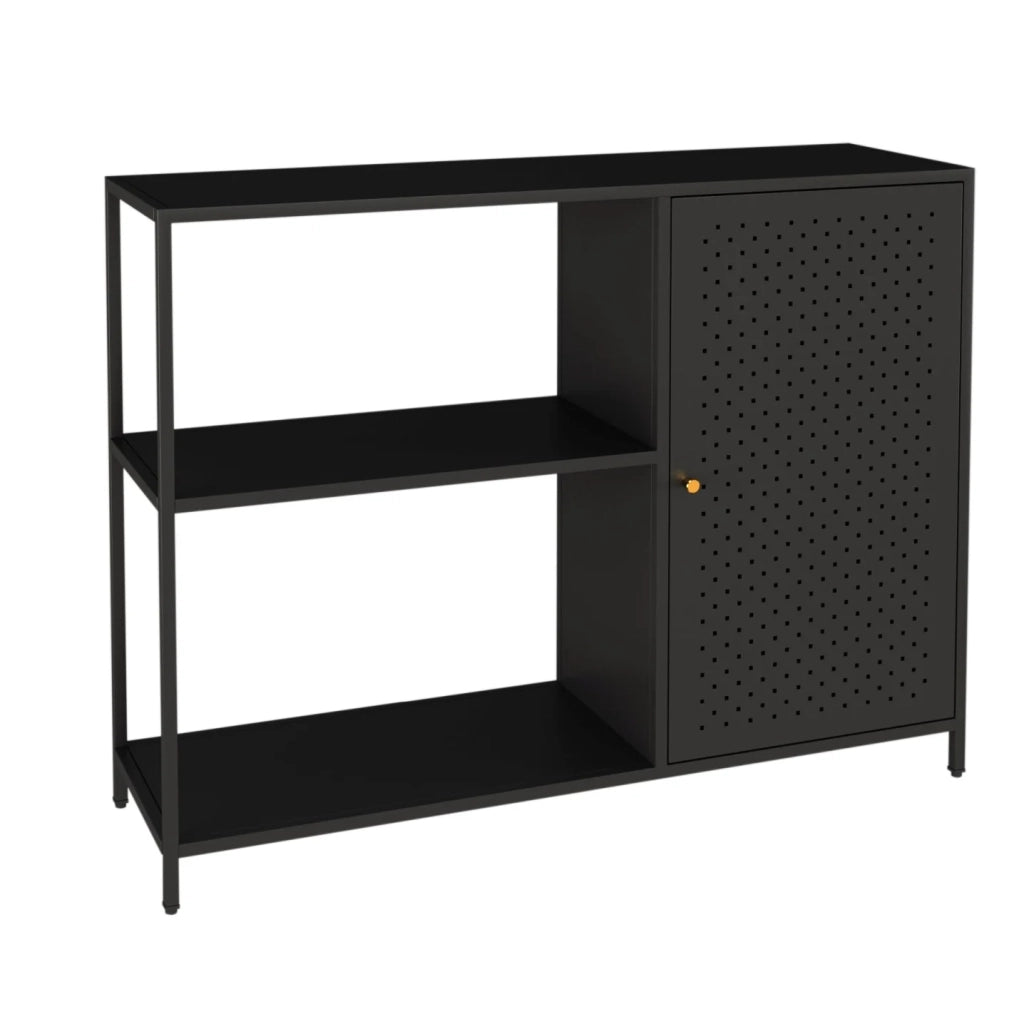 Scaffale 75 x 100 x 30 cm mobiletto portaoggetti in metallo nero opaco 03_0008919