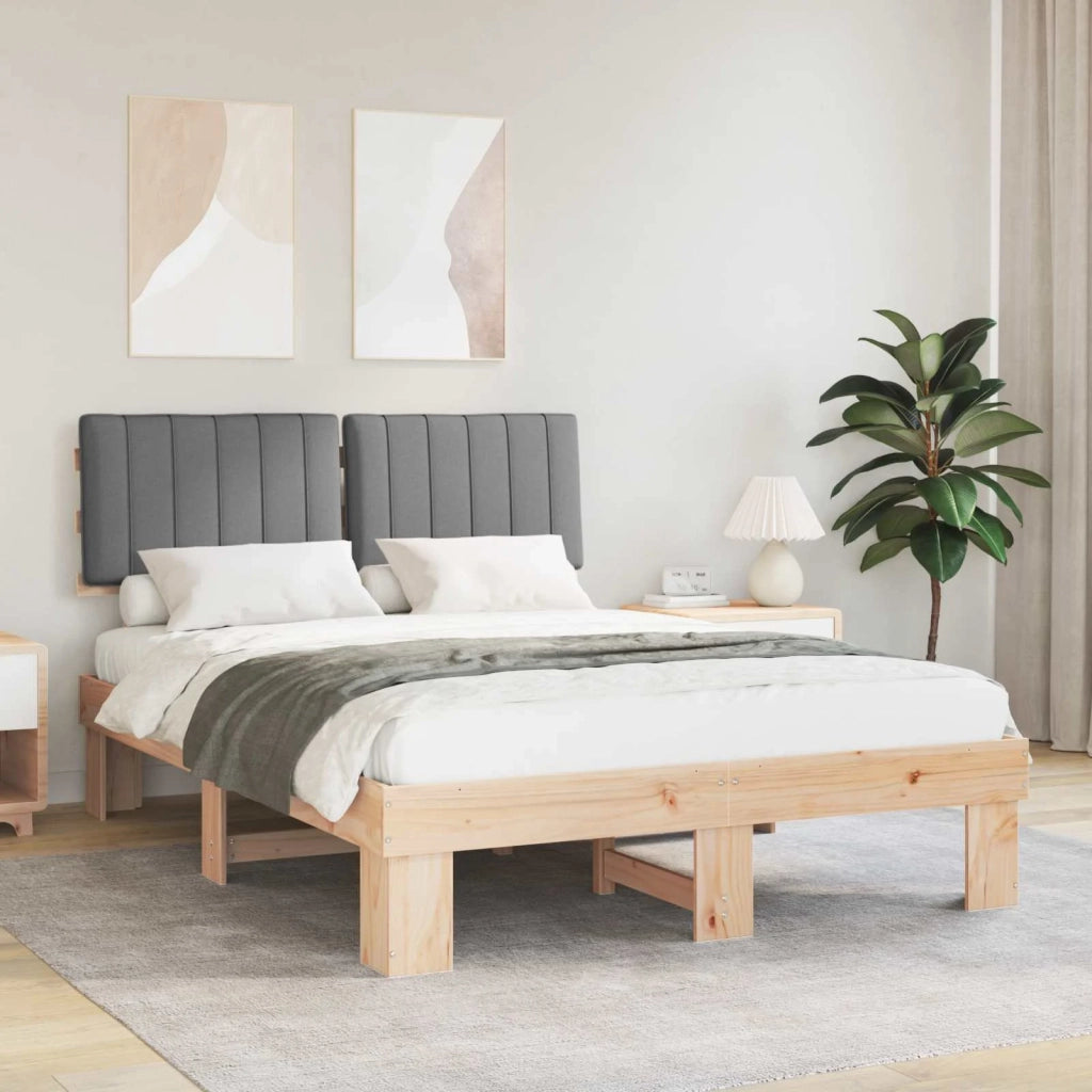 Letto con Testiera Rivestita Grigio chiaro 135 x 190 cm