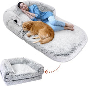 Hoes per cani Gigante 180x115x25cm - Opiegaibile - Piuma morbida in plastica - Antiscivolo - Impermeabile - Alta densità spugna - Cuscino per cani