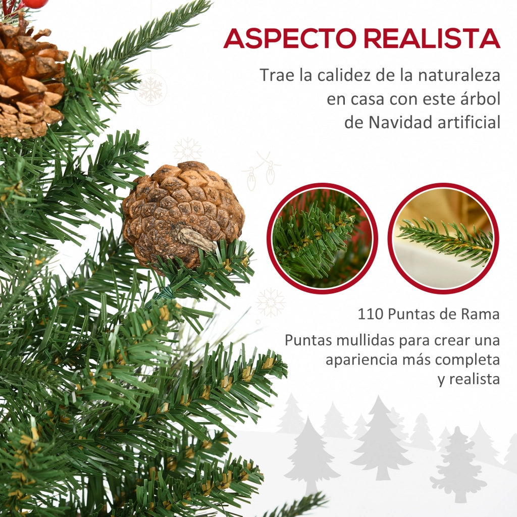 Albero di Natale Artificiale 90cm con Bacche e Pigne Verde Interni ¨C zephmum ¨C Set 2 Pezzi