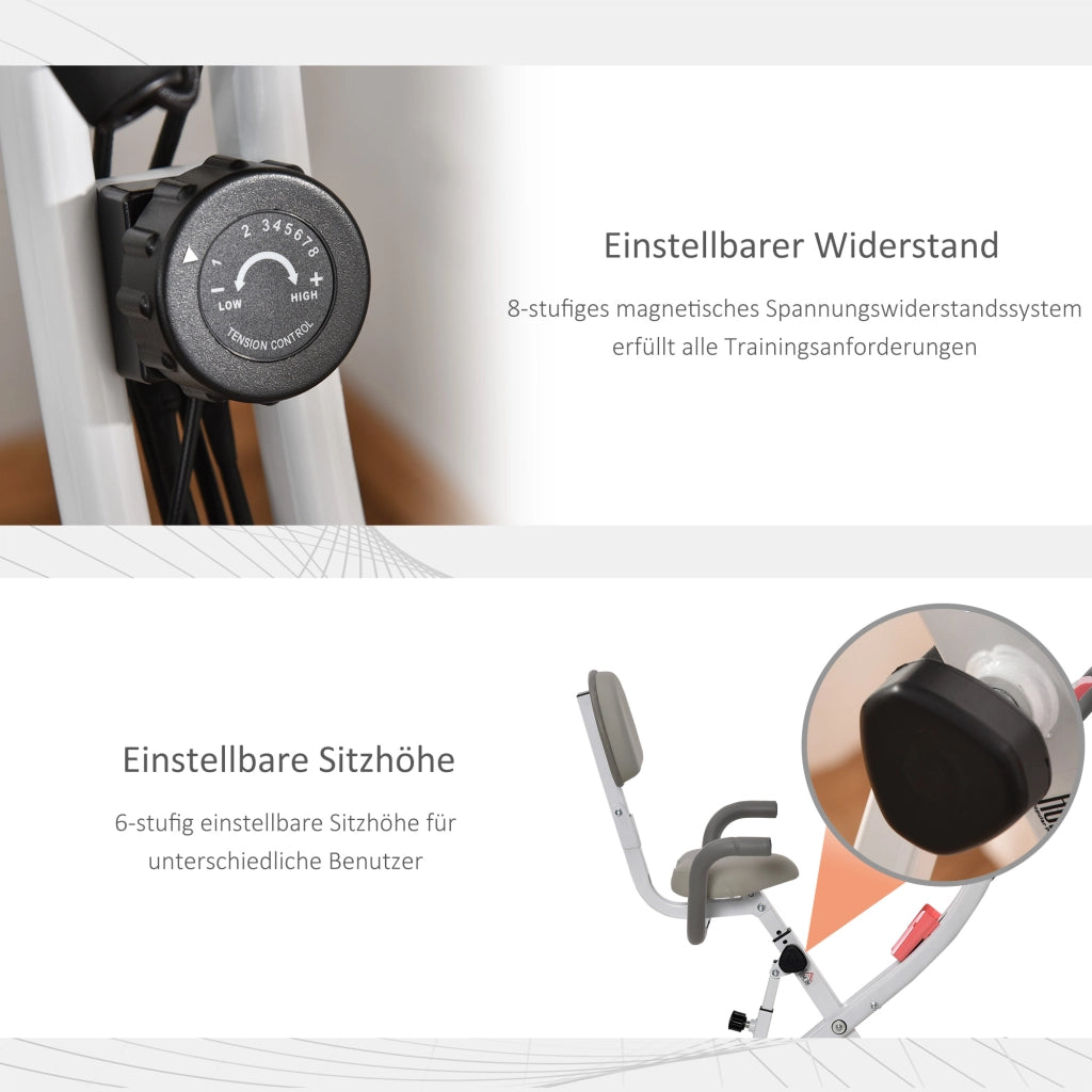Bicicletta da allenamento 2-in-1 con display LCD e pulsossimetro ¨C zephmum ¨C regolabile, pieghevole, 8 livelli resistenza magnetica