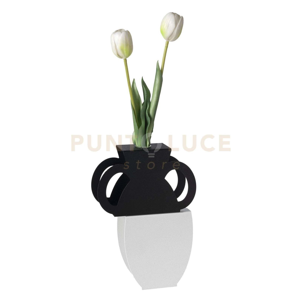 Vaso portafiore decorativo Cribbio Bianco marmo,nero