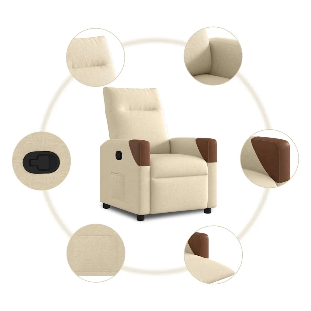 Divano Sedia-Poltrona Reclinabile in Tessuto Crema 843237