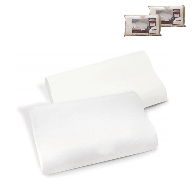 HYDRA VIVA COPPIA CUSCINI GUANCIALE MEMORY CERVICALE L62 X P42 X H11 X H10 CON FEDERA REMOVIBILE