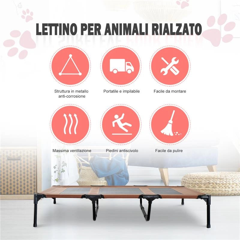 BRANDINA LETTINO PER CANI PIEGHEVOLE IN METALLO E TESSUTO CON SACCA DI TRASPORTO