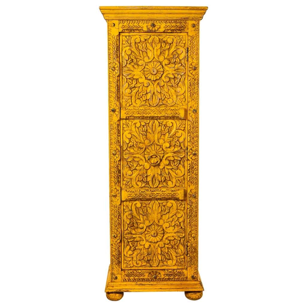 Armadio in legno fatto a mano giallo 53x40x149h
