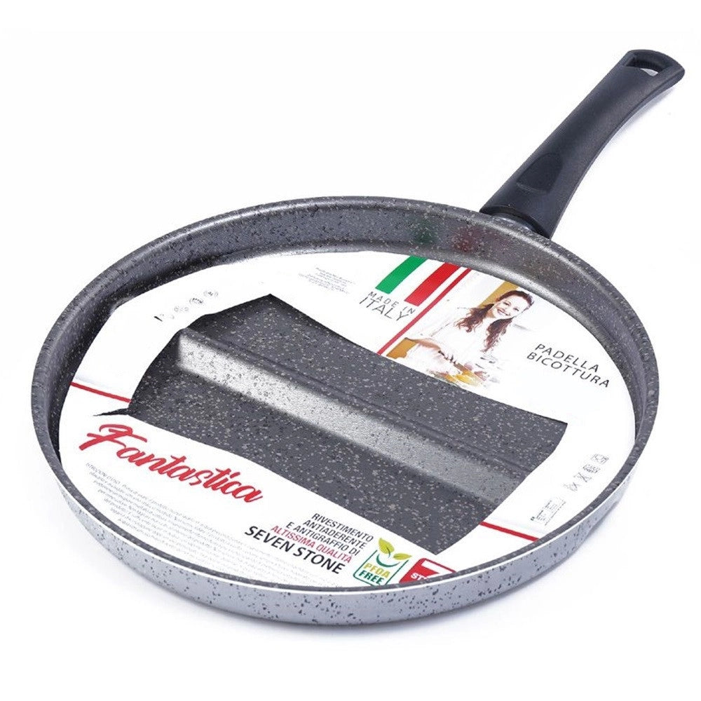 Trade Shop - Padella Per Bicottura Con Divisorio Integrato Antiaderente Antigraffio Diametro 28/32 Cm -