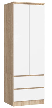 Armadio AKORD S60 Sonoma Quercia 60 cm 2 ante 2 cassetti inserto frontale Bianco 60x51x180 cm