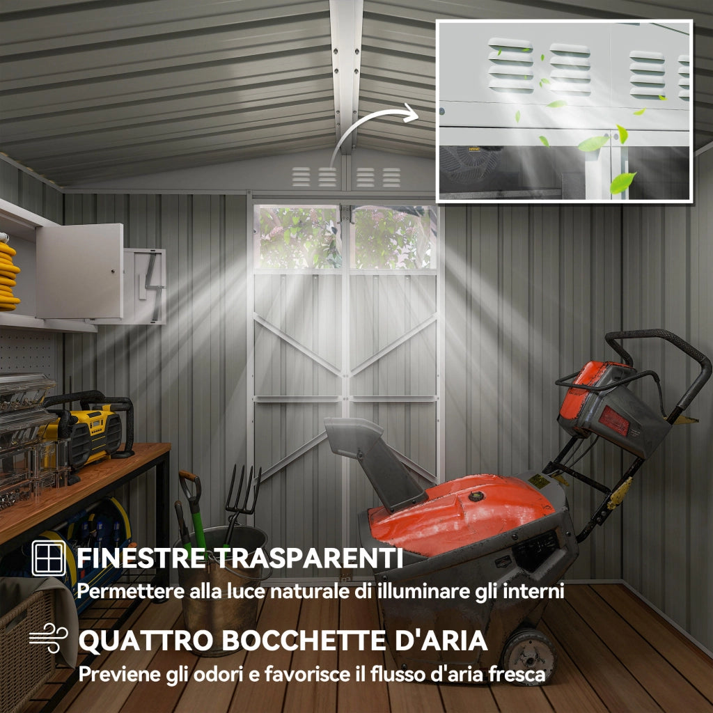 Capanno da Giardino in Acciaio Zincato ¨C zephmum ¨C Grigio Scuro 246x117x180 cm