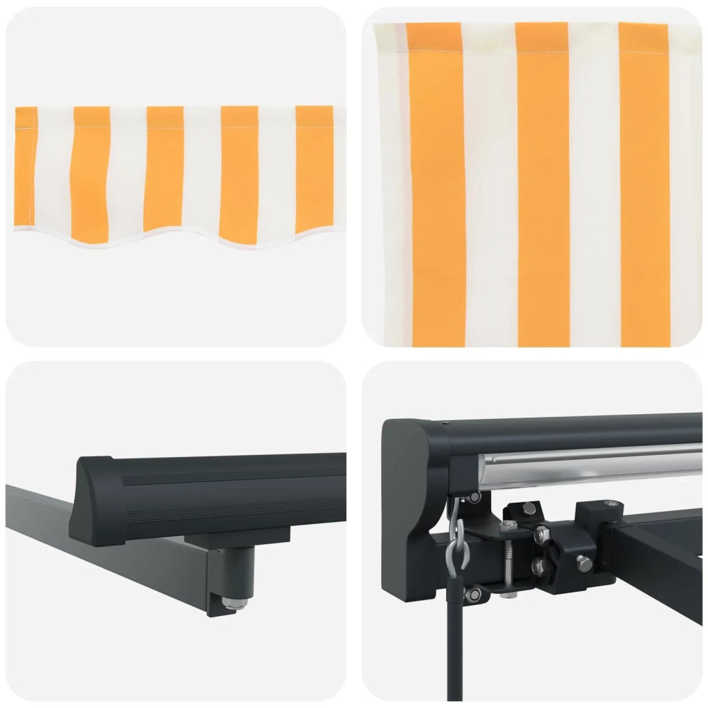 Tenda da Sole | Tenda retrattile manuale Giallo e Bianco 3,5 x 2 m
