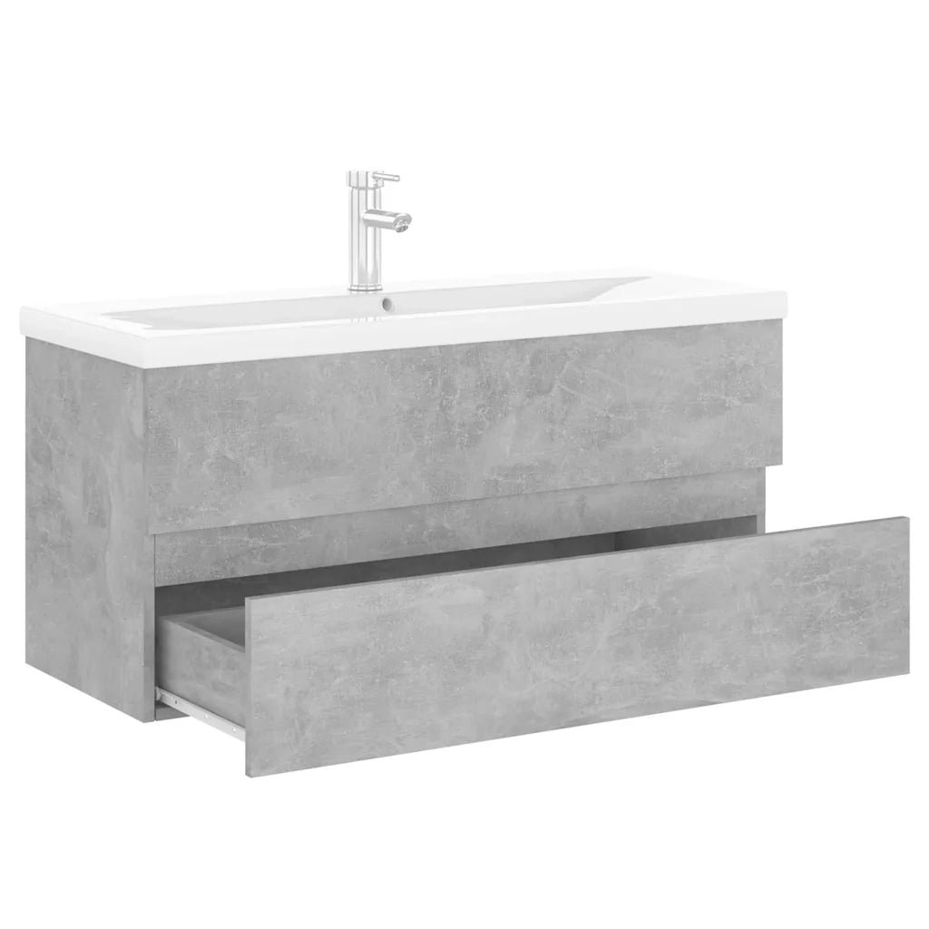 Mobile con Lavabo Integrato Grigio Cemento in Legno Multistrato 3071661