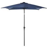 Ombrellone da giardino Ombrellone diritto 3 x 2 m luminoso rettangolare inclinabile ombrellone LED solare acciaio poliestere ad alta densità blu