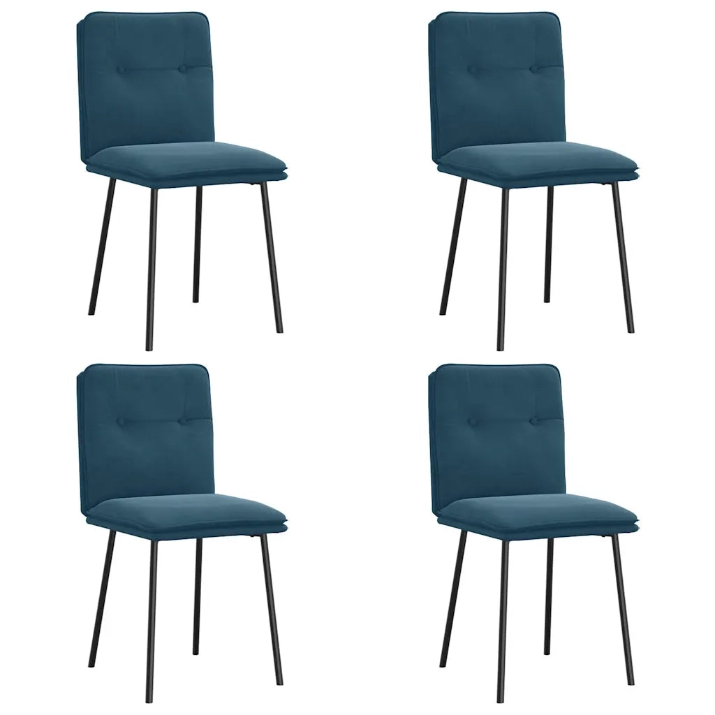 vidaXL Sedie da Pranzo 4 pz Blu in Velluto