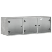 Armadietto a Muro | Mobile a Muro con Ante in Vetro Grigio Cemento 102x37x35 cm