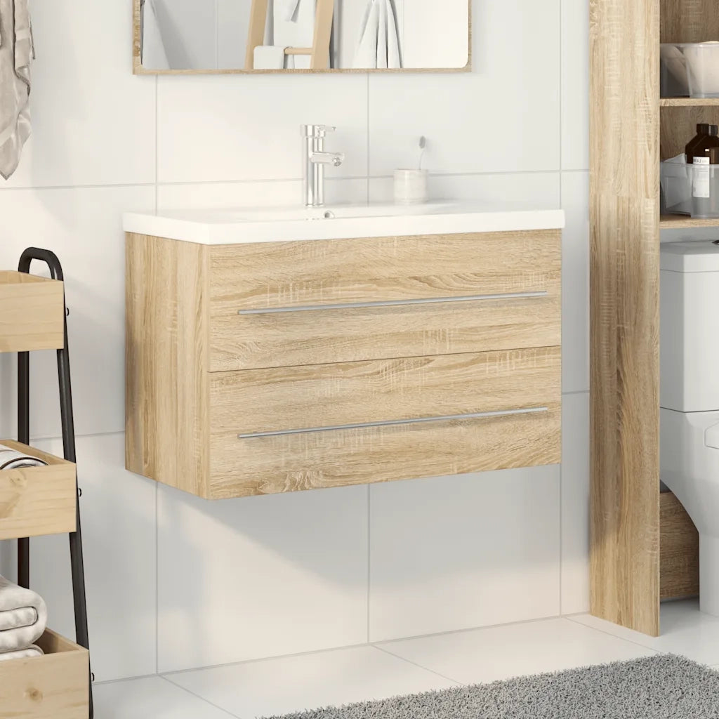 Set Mobili da Bagno 2 pz Rovere Sonoma in Legno Multistrato 3324964