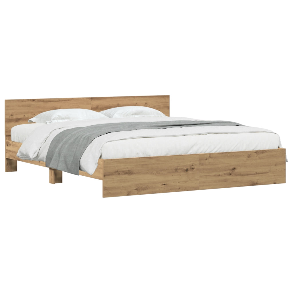 Rete Letto con Testata in Rovere Artigianale 180x200 cm Legno Ingegnerizzato