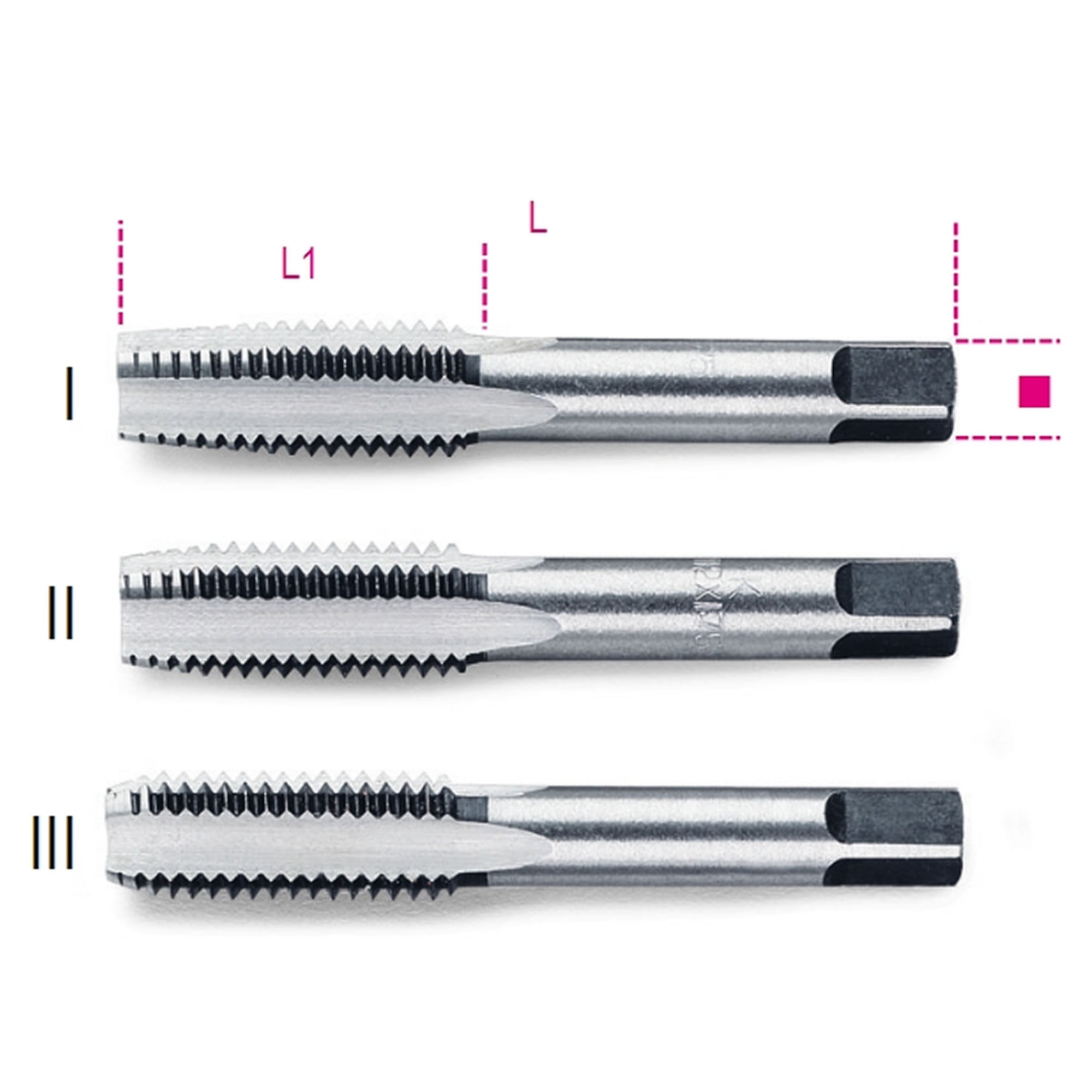 Serie maschi passo grosso mm 18 x 2,5 serie 3 pezzi beta