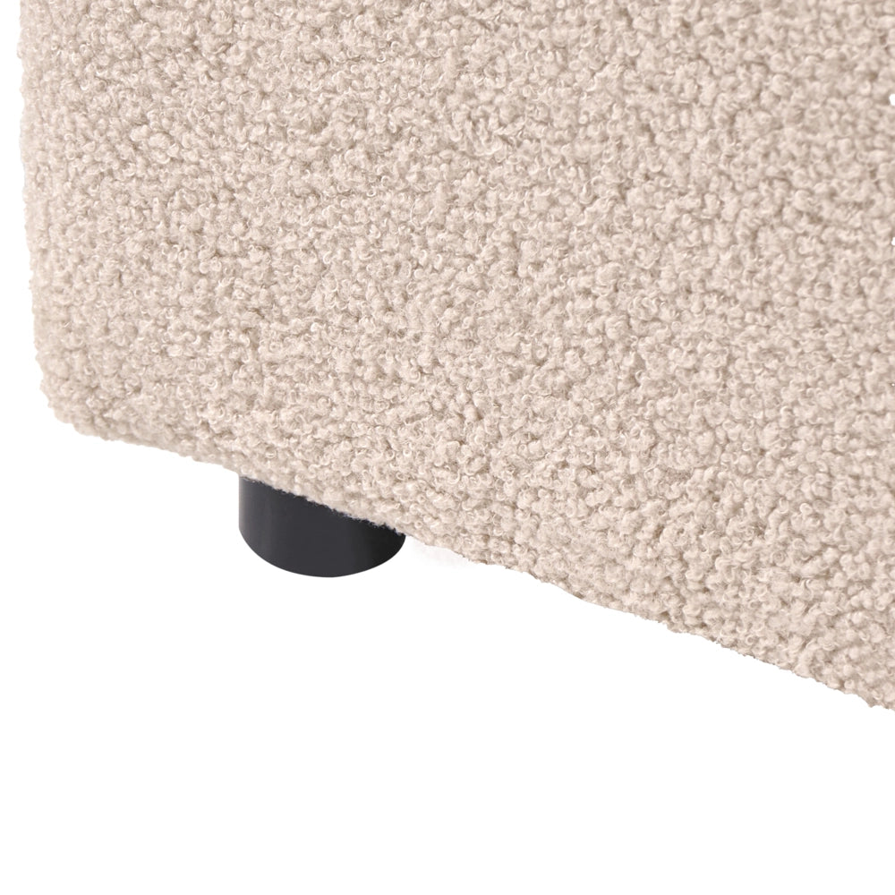 Pouf rettangolare in tessuto bouclè beige stile moderno