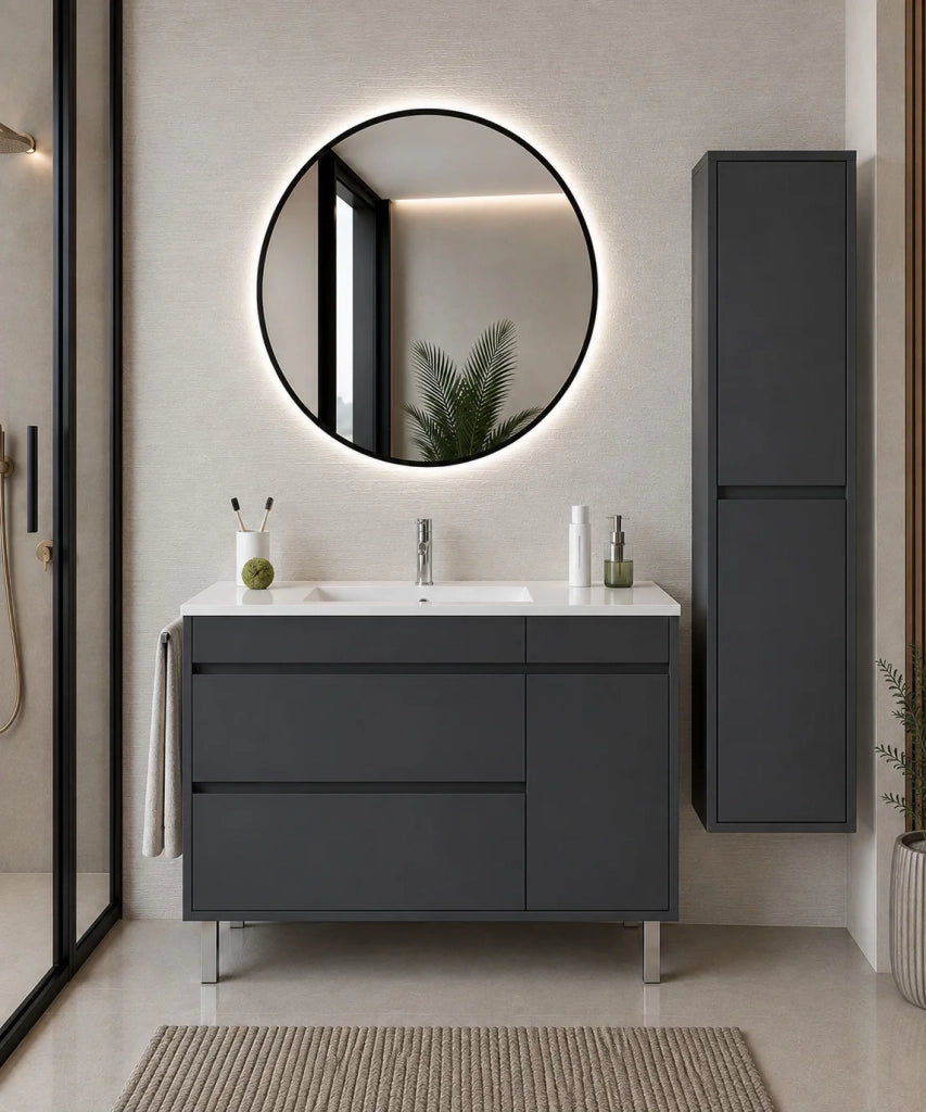 Mobile bagno con lavabo ORIGENBATH CAPRERA senza specchio 90x40 cm grafite con colonna