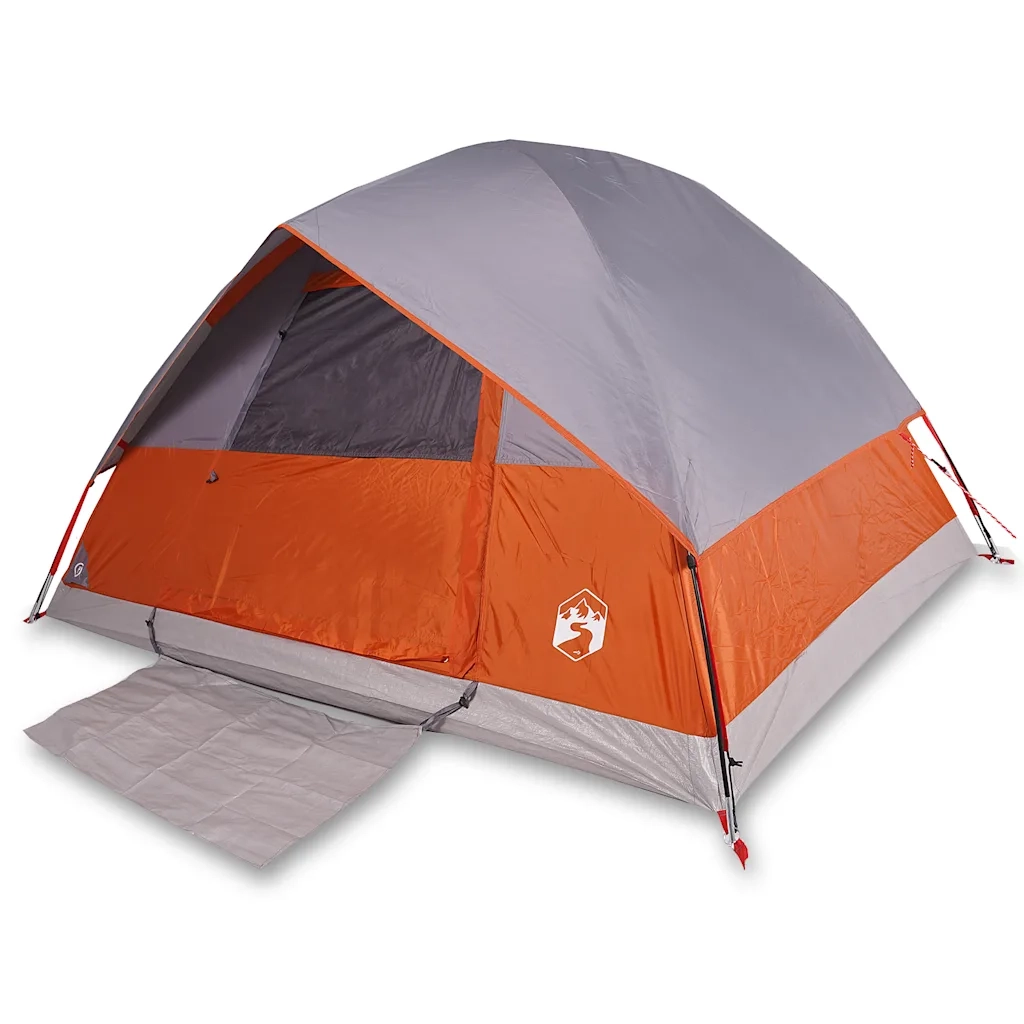 Tenda da Campeggio a Cupola 3 Persone Grigio e Arancione Impermeabile